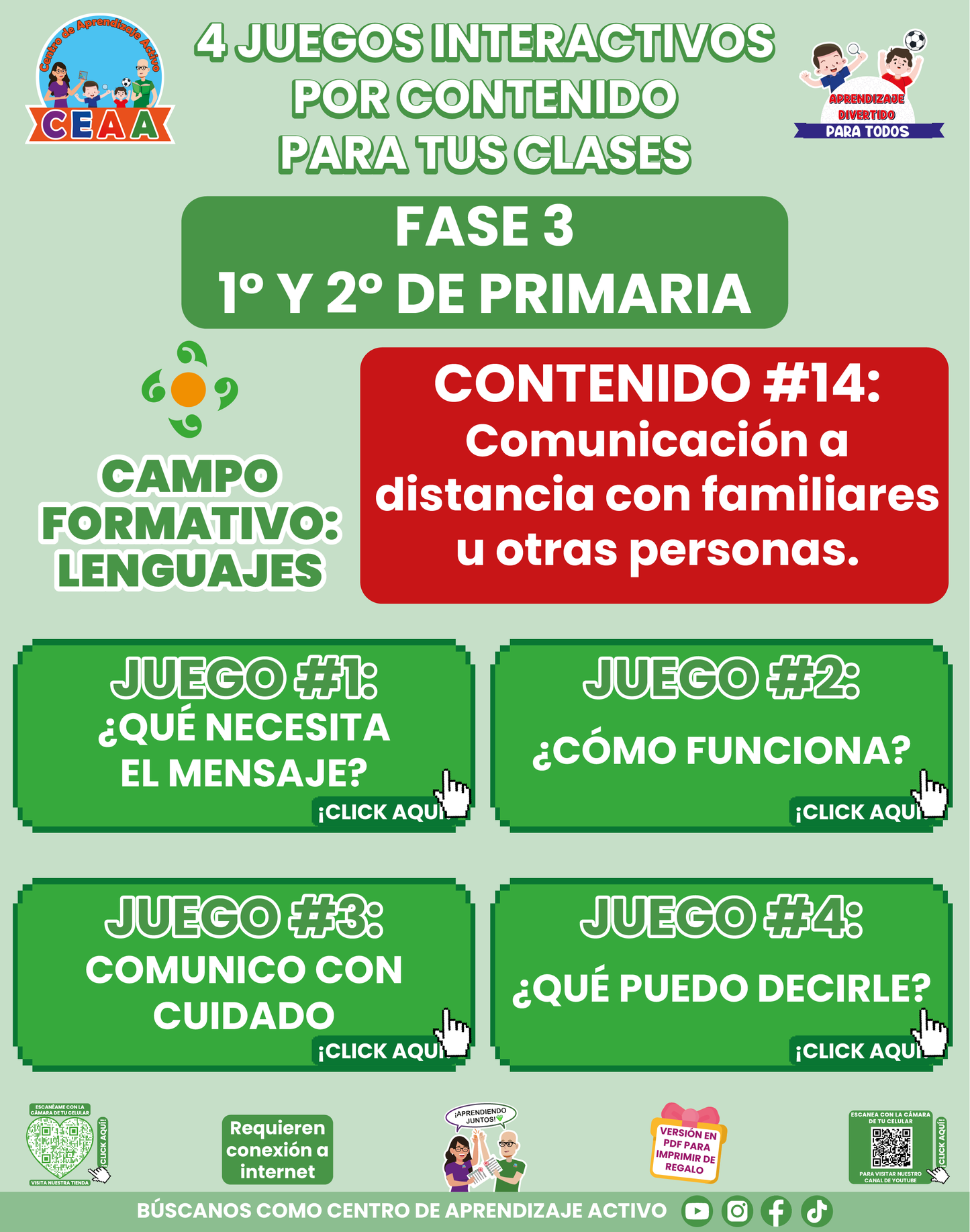4 JUEGOS INTERACTIVOS POR CONTENIDO PARA TUS CLASES - Fase 3 - LENGUAJES - Contenido 14