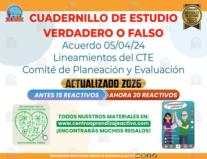 Cuadernillo de Estudio - Acuerdo 05/04/24 Lineamientos del CTE - Comité de Planeación y Evaluación - Verdadero o Falso en PDF