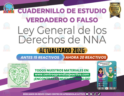 Cuadernillo de Estudio - Ley General de los Derechos de NNA - Verdadero o Falso en PDF