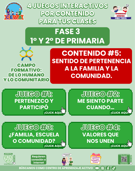 4 JUEGOS INTERACTIVOS POR CONTENIDO PARA TUS CLASES - Fase 3 - DE LO HUMANO Y LO COMUNITARIO - Contenido 5