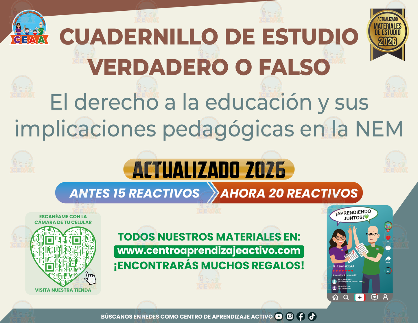 Cuadernillo de Estudio - NEM-El derecho a la educación y sus implicaciones pedagógicas - Verdadero o Falso en PDF