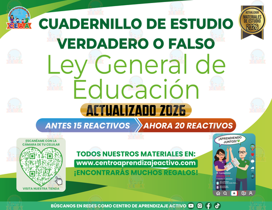 Cuadernillo de Estudio - Ley General de Educación - Verdadero o Falso en PDF