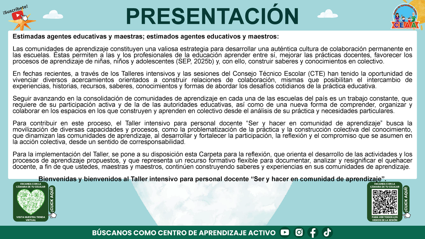 Presentación Taller Intensivo Docentes Sesión 2: Espacios 3 y 4 (Editable en PowerPoint)