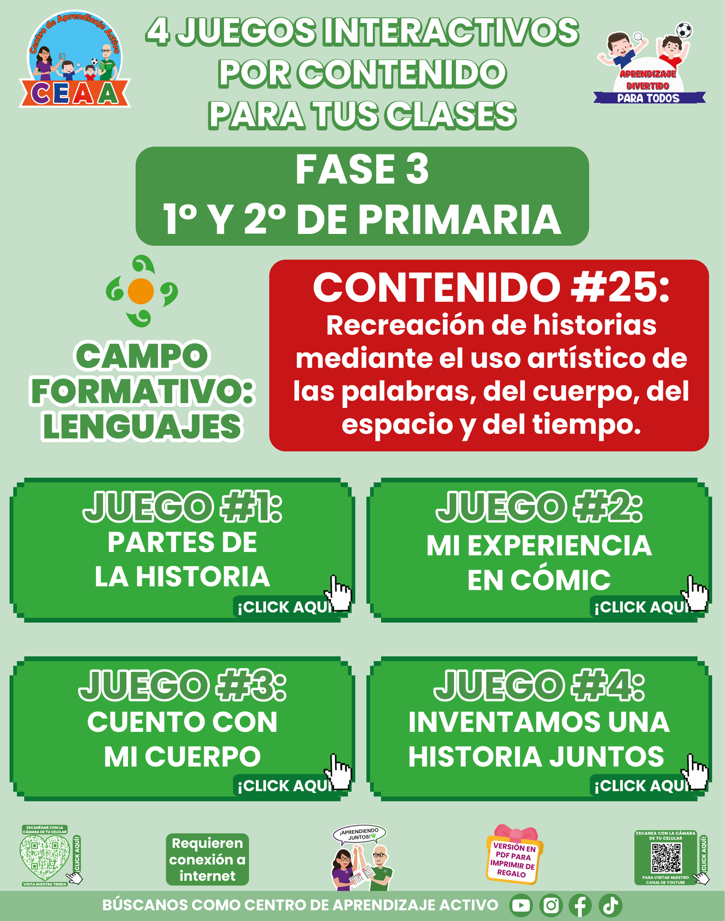 4 JUEGOS INTERACTIVOS POR CONTENIDO PARA TUS CLASES - Fase 3 - LENGUAJES - Contenido 25
