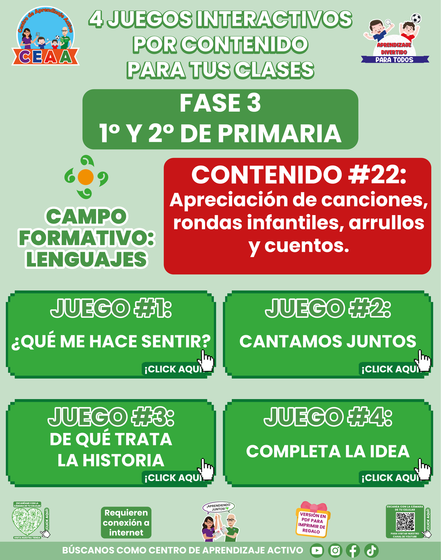 4 JUEGOS INTERACTIVOS POR CONTENIDO PARA TUS CLASES - Fase 3 - LENGUAJES - Contenido 22