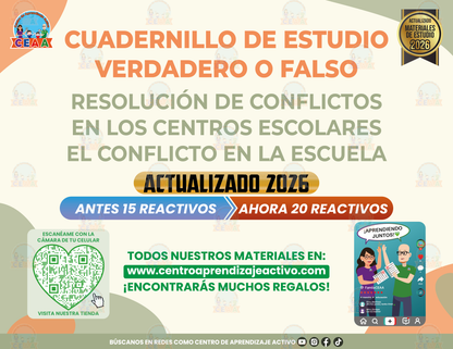 Cuadernillo de Estudios - Resolución de Conflictos en los Centros Escolares - El conflicto en la escuela - Verdadero o Falso en PDF