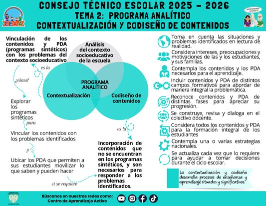 Infografía: TEMA 2: PROGRAMA ANALÍTICO - CONTEXTUALIZACIÓN Y CODISEÑO DE CONTENIDOS (Editable en PowerPoint)