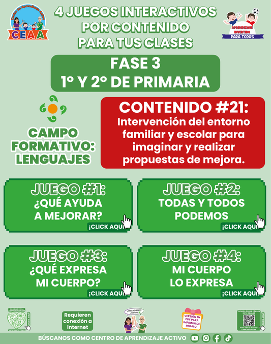 4 JUEGOS INTERACTIVOS POR CONTENIDO PARA TUS CLASES - Fase 3 - LENGUAJES - Contenido 21