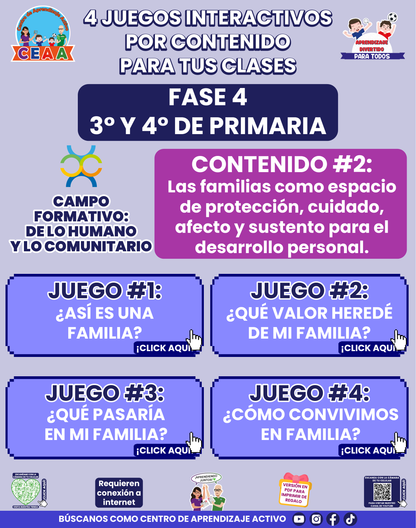 4 JUEGOS INTERACTIVOS POR CONTENIDO PARA TUS CLASES - Fase 4 - DE LO HUMANO Y LO COMUNITARIO - Contenido 2
