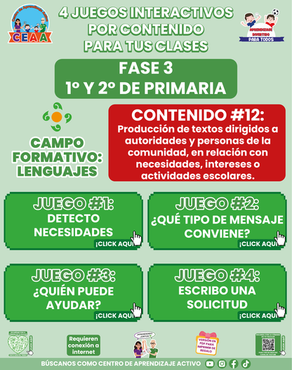 4 JUEGOS INTERACTIVOS POR CONTENIDO PARA TUS CLASES - Fase 3 - LENGUAJES - Contenido 12
