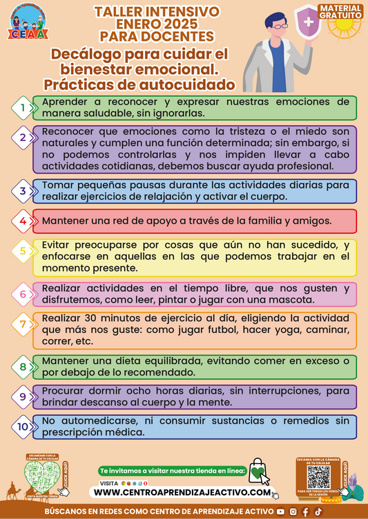 Infografía Decálogo Para Cuidar el Bienestar Emocional Taller Enero 2025