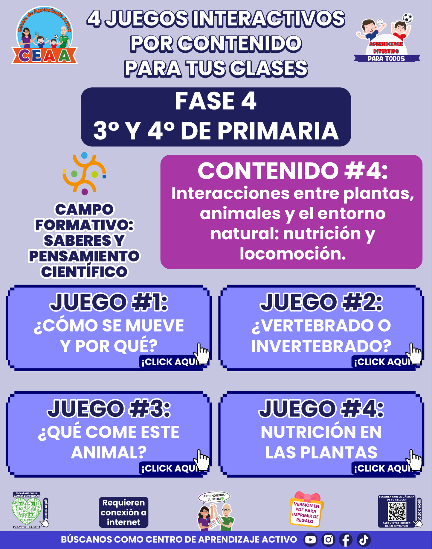 4 JUEGOS INTERACTIVOS POR CONTENIDO PARA TUS CLASES - Fase 4 - SABERES Y PENSAMIENTO CIENTÍFICO - Contenido 4