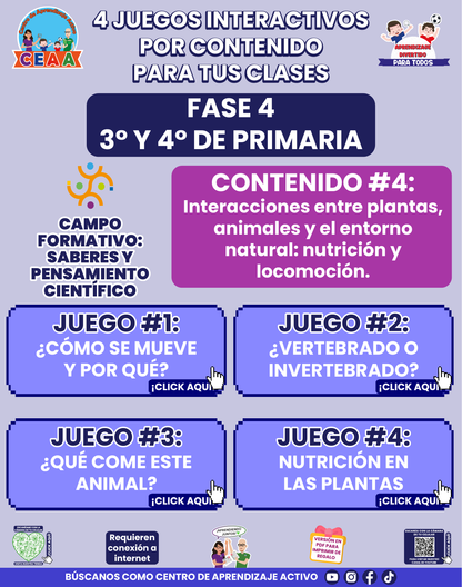 4 JUEGOS INTERACTIVOS POR CONTENIDO PARA TUS CLASES - Fase 4 - SABERES Y PENSAMIENTO CIENTÍFICO - Contenido 4
