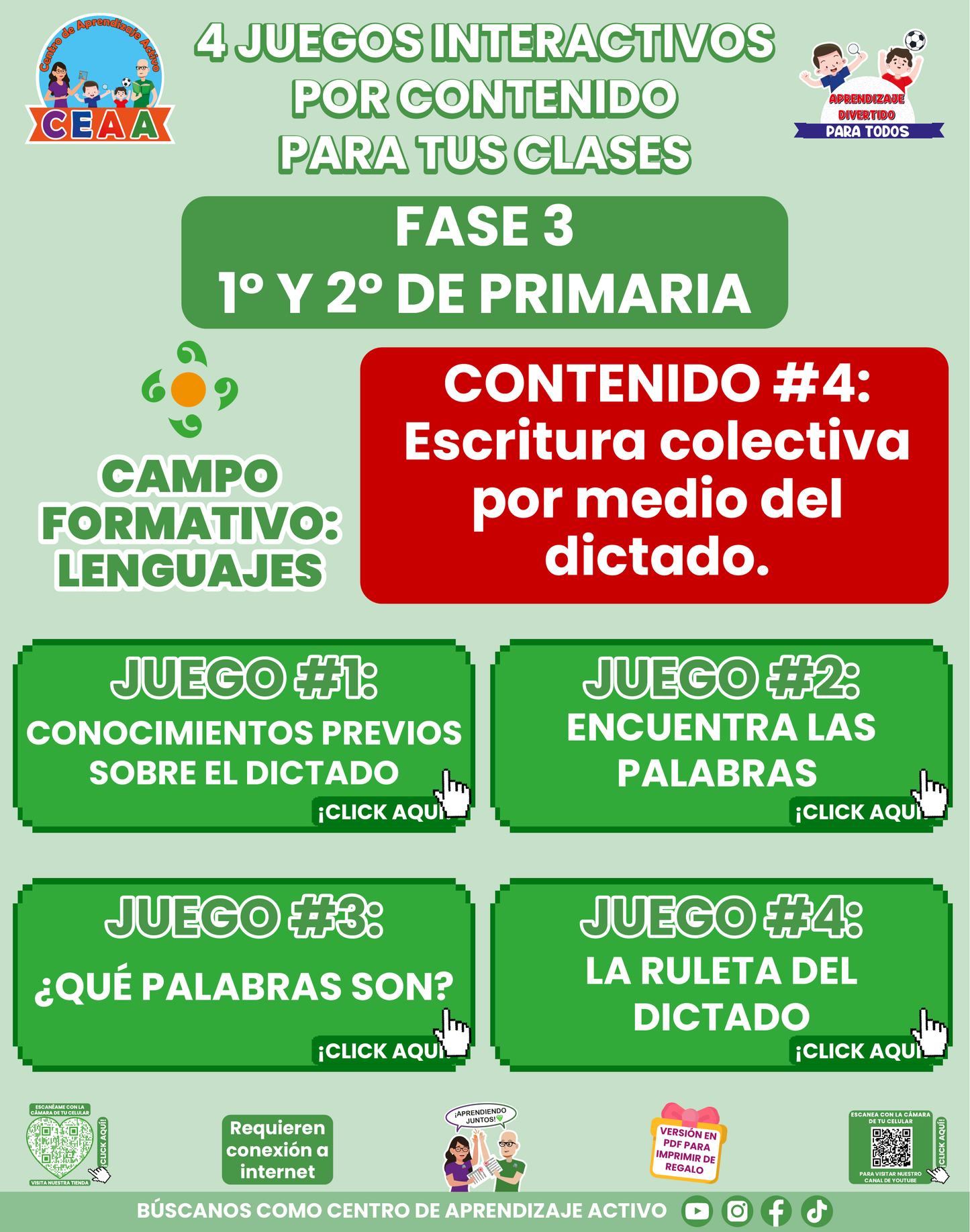 4 JUEGOS INTERACTIVOS POR CONTENIDO PARA TUS CLASES - Fase 3 - LENGUAJES - Contenido 4