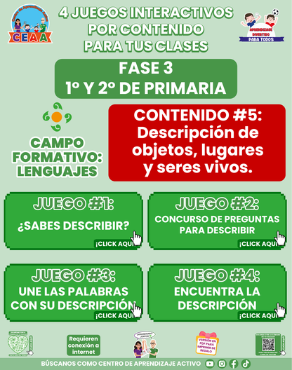 4 JUEGOS INTERACTIVOS POR CONTENIDO PARA TUS CLASES - Fase 3 - LENGUAJES - Contenido 5