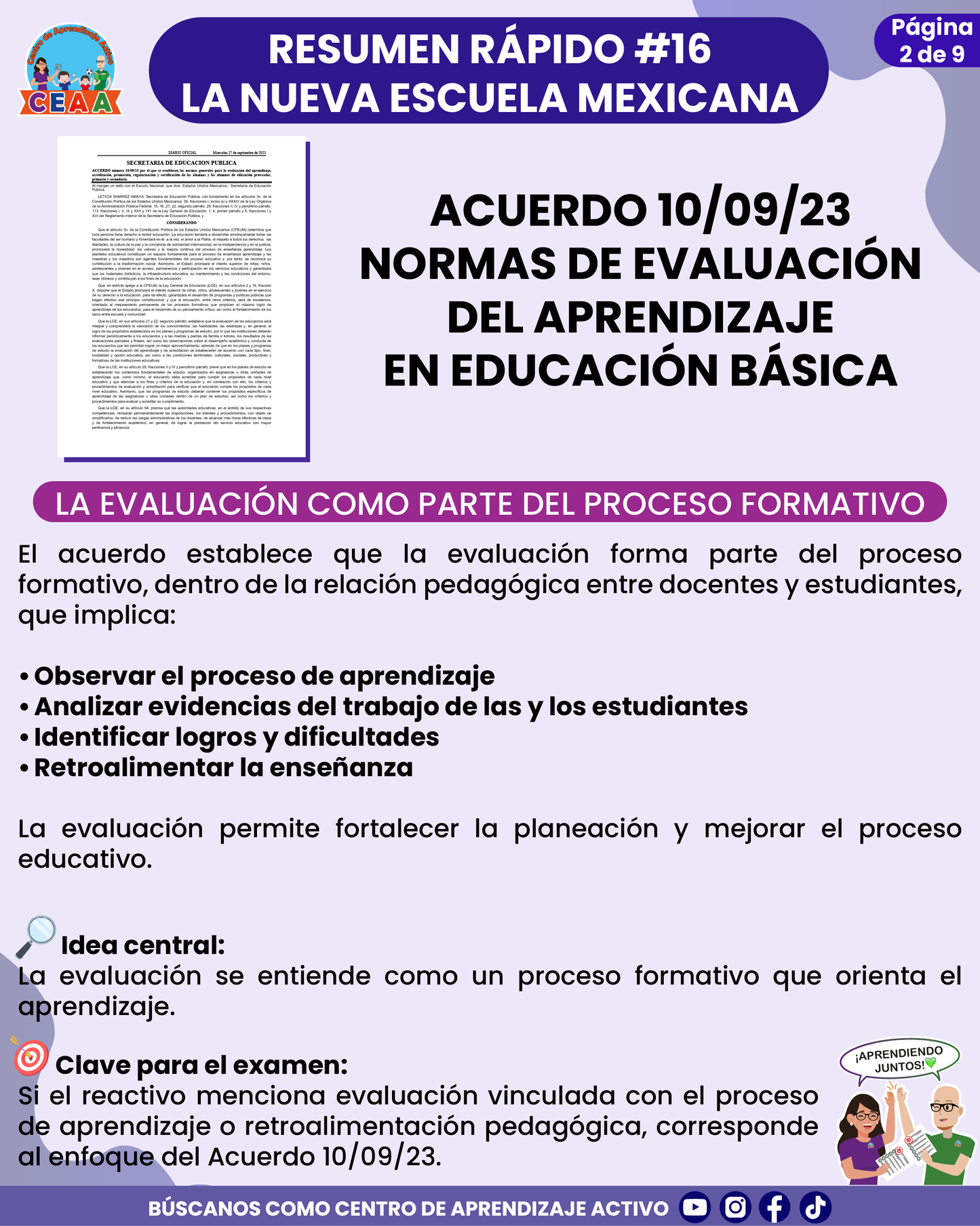 Resumen Rápido #16: ACUERDO 10/09/23 NORMAS DE EVALUACIÓN DEL APRENDIZAJE EN EDUCACIÓN BÁSICA