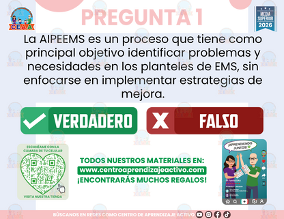 Cuadernillo de Estudio - Autoevaluación Institucional de Planteles Escolares de Educación Media Superior (AIPEEMS). - Verdadero o Falso - Media Superior