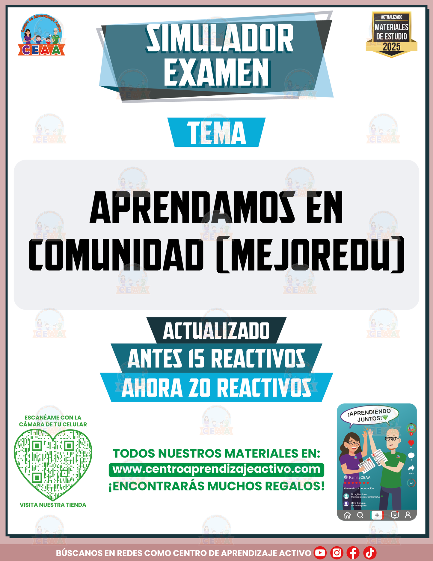 Simulador de examen APRENDAMOS EN COMUNIDAD (MEJOREDU) en PDF