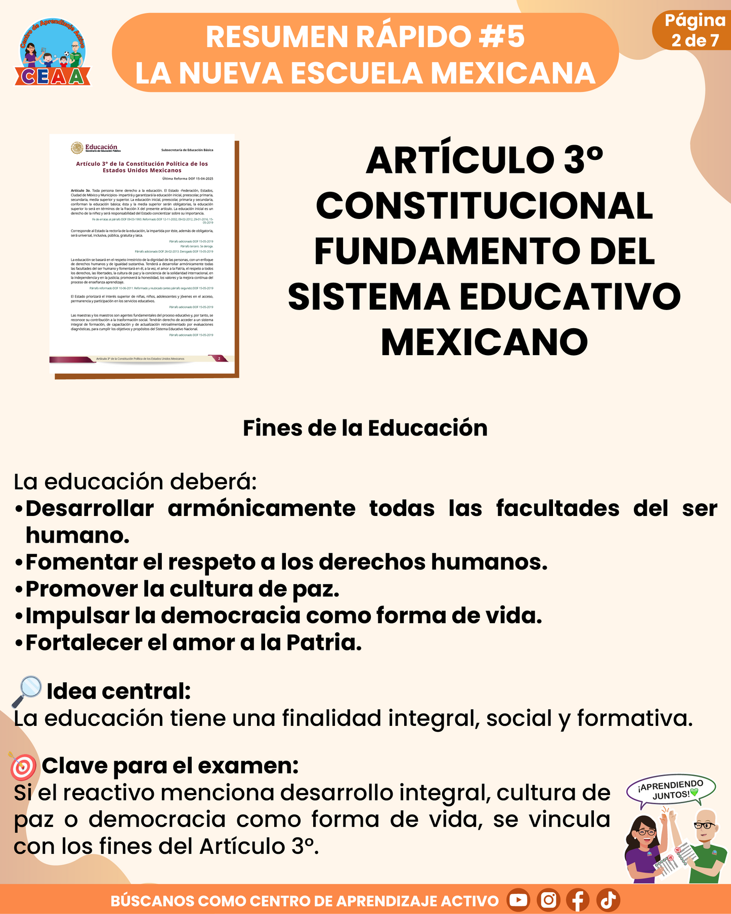 Resumen Rápido #5: ARTÍCULO 3° CONSTITUCIONAL - FUNDAMENTO DEL SISTEMA EDUCATIVO MEXICANO