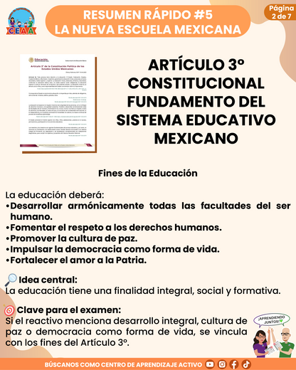 Resumen Rápido #5: ARTÍCULO 3° CONSTITUCIONAL - FUNDAMENTO DEL SISTEMA EDUCATIVO MEXICANO
