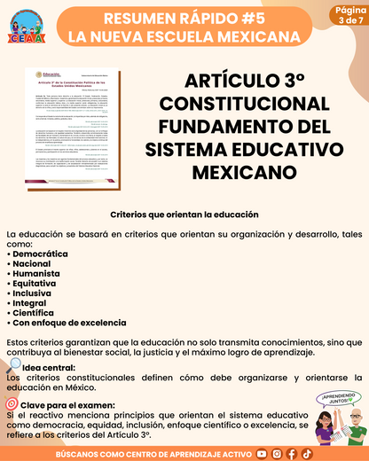 Resumen Rápido #5: ARTÍCULO 3° CONSTITUCIONAL - FUNDAMENTO DEL SISTEMA EDUCATIVO MEXICANO