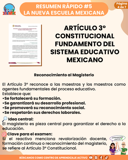 Resumen Rápido #5: ARTÍCULO 3° CONSTITUCIONAL - FUNDAMENTO DEL SISTEMA EDUCATIVO MEXICANO