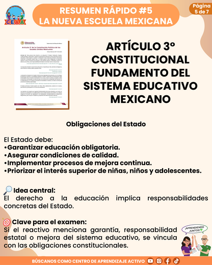 Resumen Rápido #5: ARTÍCULO 3° CONSTITUCIONAL - FUNDAMENTO DEL SISTEMA EDUCATIVO MEXICANO