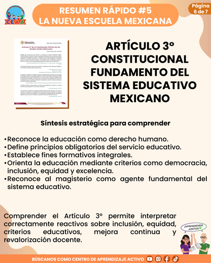 Resumen Rápido #5: ARTÍCULO 3° CONSTITUCIONAL - FUNDAMENTO DEL SISTEMA EDUCATIVO MEXICANO