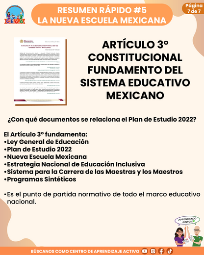 Resumen Rápido #5: ARTÍCULO 3° CONSTITUCIONAL - FUNDAMENTO DEL SISTEMA EDUCATIVO MEXICANO