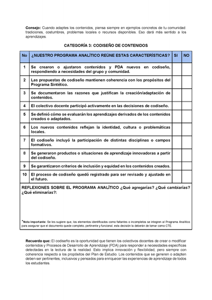 Lista de Cotejo para la Autoevaluación del Programa Analítico para Directores (Editable en Word)