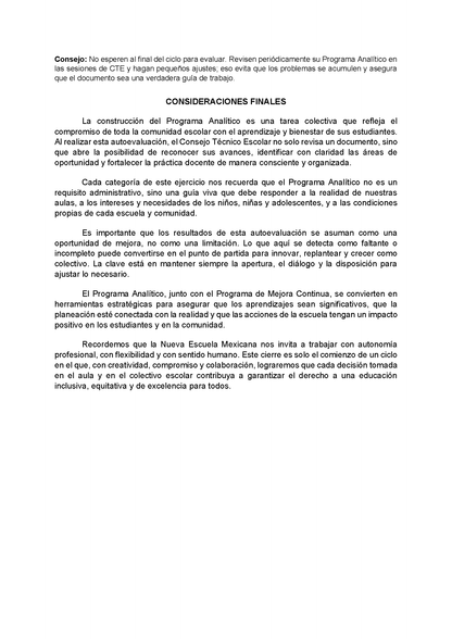 Lista de Cotejo para la Autoevaluación del Programa Analítico para Directores (Editable en Word)