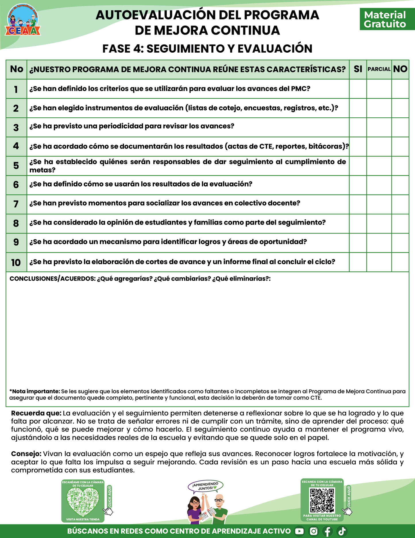 AUTOEVALUACIÓN DEL PROGRAMA DE MEJORA CONTINUA en PDF