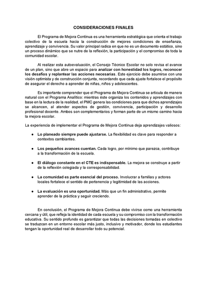 AUTOEVALUACIÓN DEL PROGRAMA DE MEJORA CONTINUA (Editable en Word)