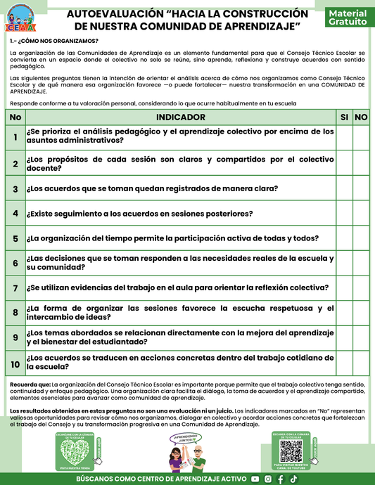 AUTOEVALUACIÓN - HACIA LA CONSTRUCCIÓN DE NUESTRA COMUNIDAD DE APRENDIZAJE en PDF