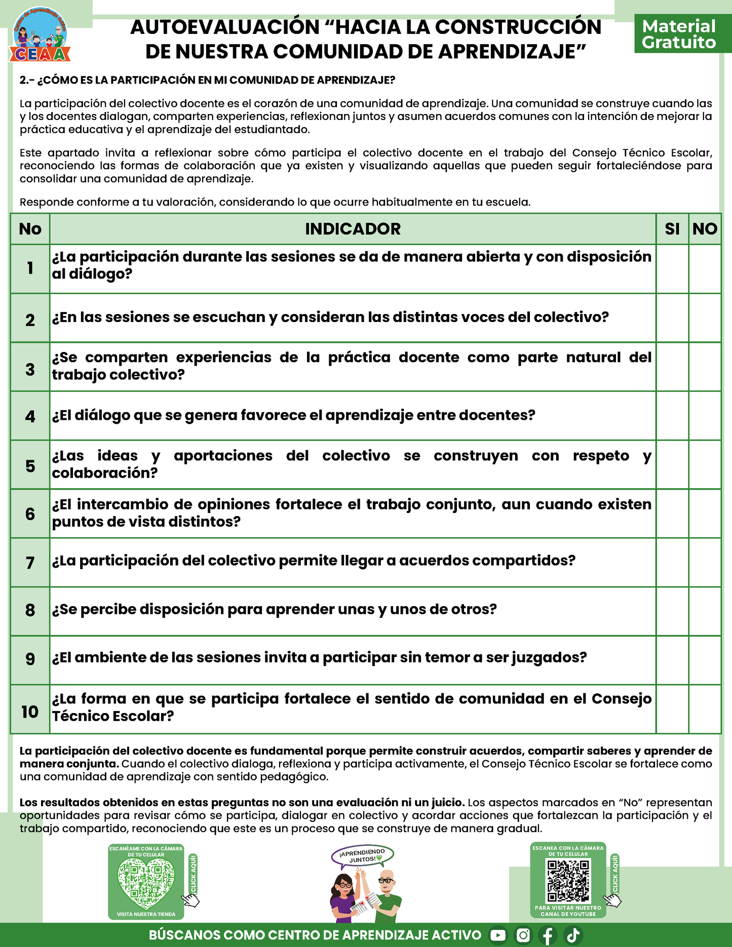 AUTOEVALUACIÓN - HACIA LA CONSTRUCCIÓN DE NUESTRA COMUNIDAD DE APRENDIZAJE en PDF