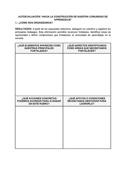 AUTOEVALUACIÓN - HACIA LA CONSTRUCCIÓN DE NUESTRA COMUNIDAD DE APRENDIZAJE (Editable en Word)
