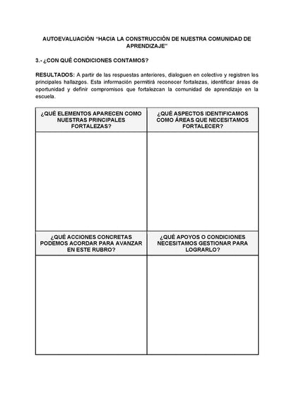 AUTOEVALUACIÓN - HACIA LA CONSTRUCCIÓN DE NUESTRA COMUNIDAD DE APRENDIZAJE (Editable en Word)
