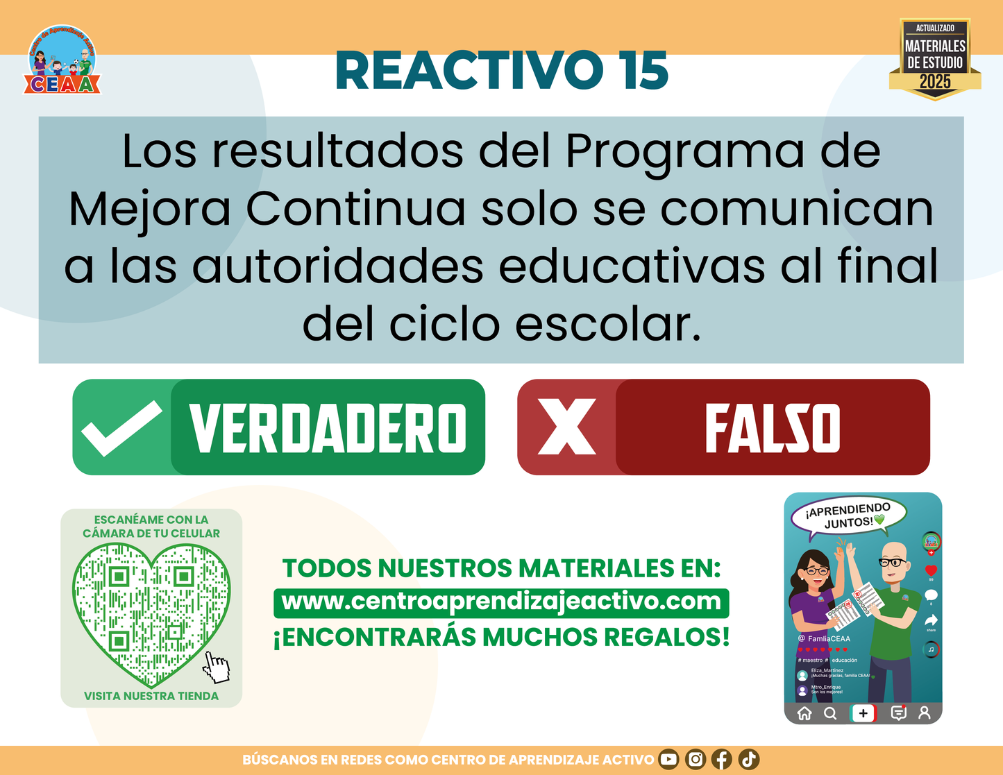 Cuadernillo de estudio - Acuerdo 05/04/24 Lineamientos del CTE Comité de Planeación y Evaluación - Verdadero o Falso