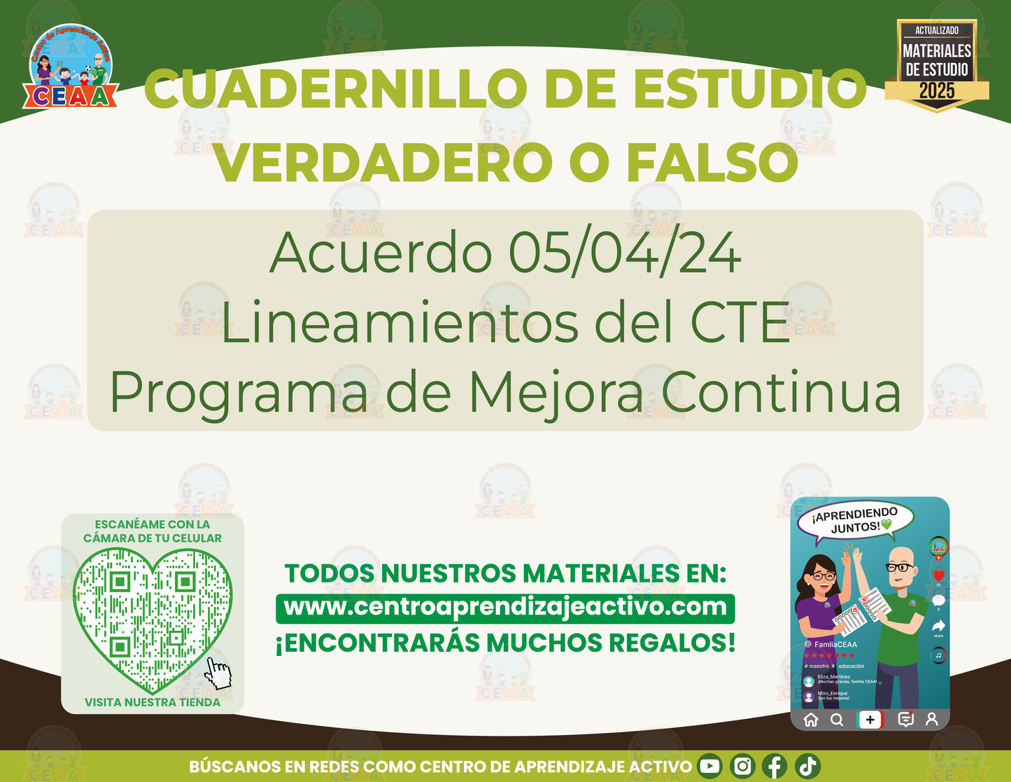 Cuadernillo de estudio - Acuerdo 05/04/24 Lineamientos del CTE Programa de Mejora Continua - Verdadero o Falso