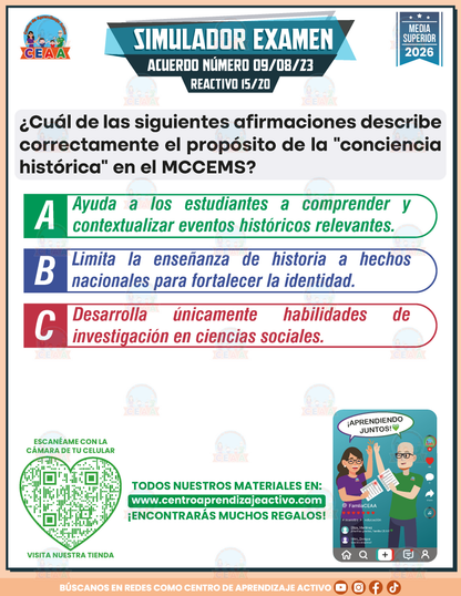 Simulador de Examen - ACUERDO NÚMERO 09/08/23 POR EL QUE SE ESTABLECE Y REGULA EL MCCEMS (MARCO CURRICULAR COMÚN DE LA EDUCACIÓN MEDIA SUPERIOR) - Media Superior