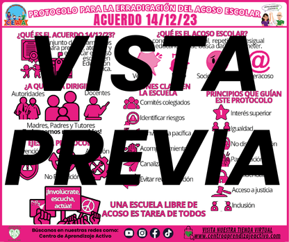 Infografía Protocolo para la Erradicación del Acoso Escolar - Acuerdo 14/12/23