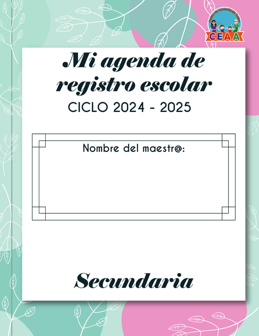 Agenda Flores MAESTRO Secundaria Ciclo Escolar 2024 - 2025