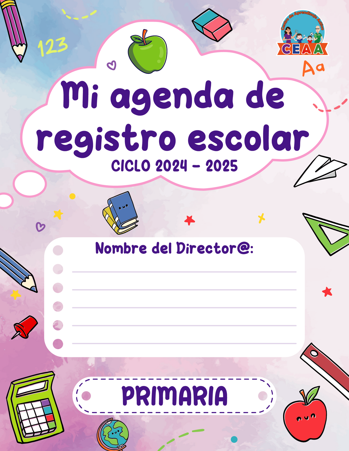 Agenda Colorida DIRECTOR Primaria Ciclo Escolar 2024 - 2025