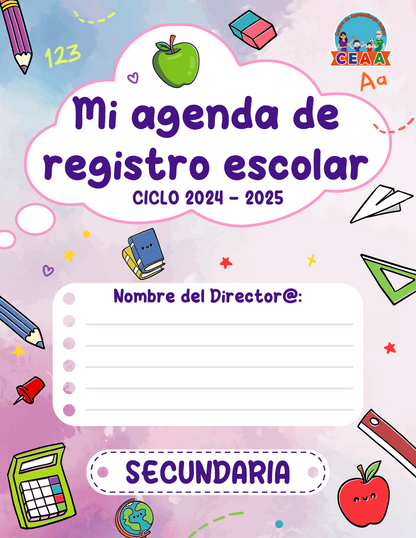 Agenda Colorida DIRECTOR Secundaria Ciclo Escolar 2024 - 2025