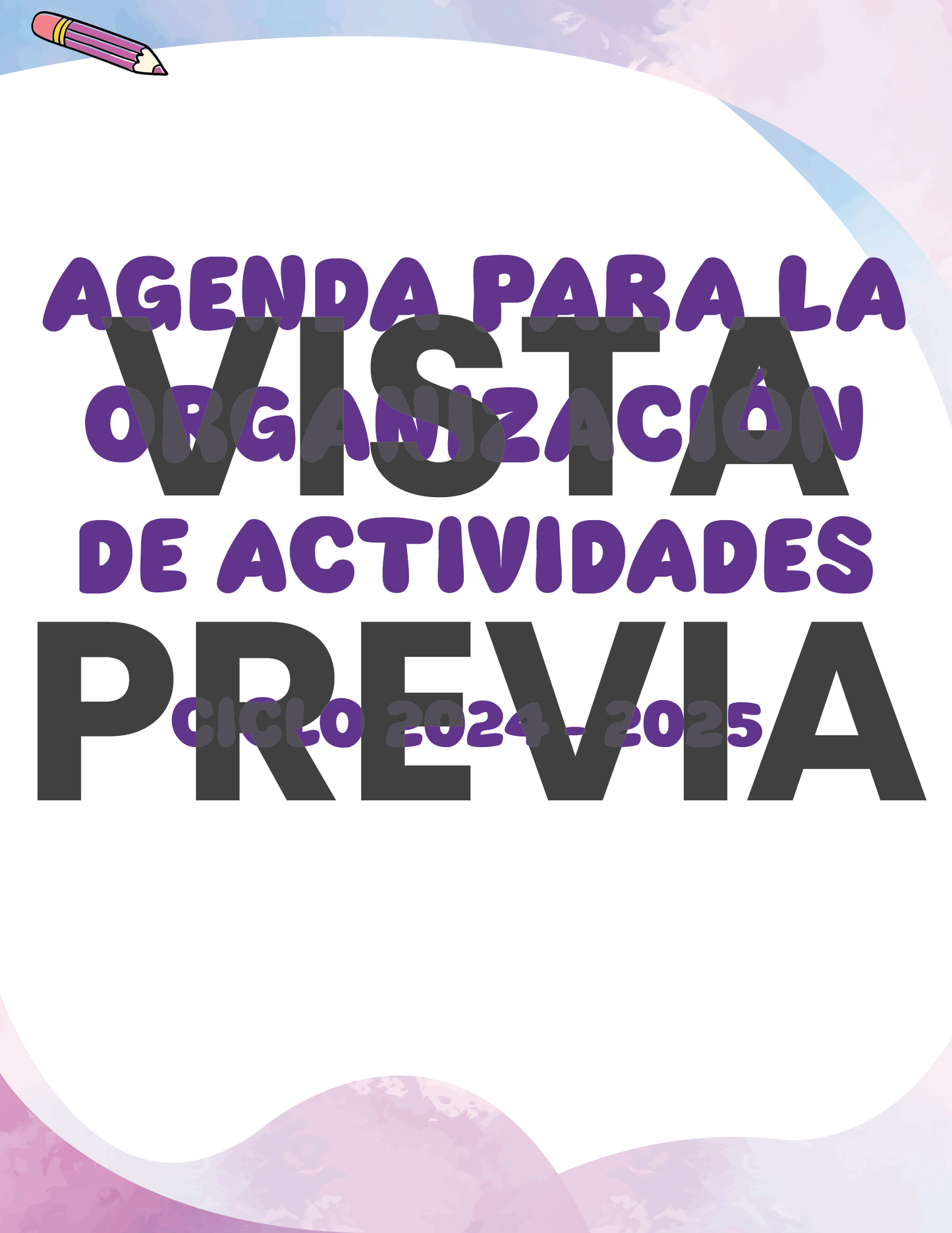 Agenda Colorida SUPERVISOR Preescolar Ciclo Escolar 2024 - 2025