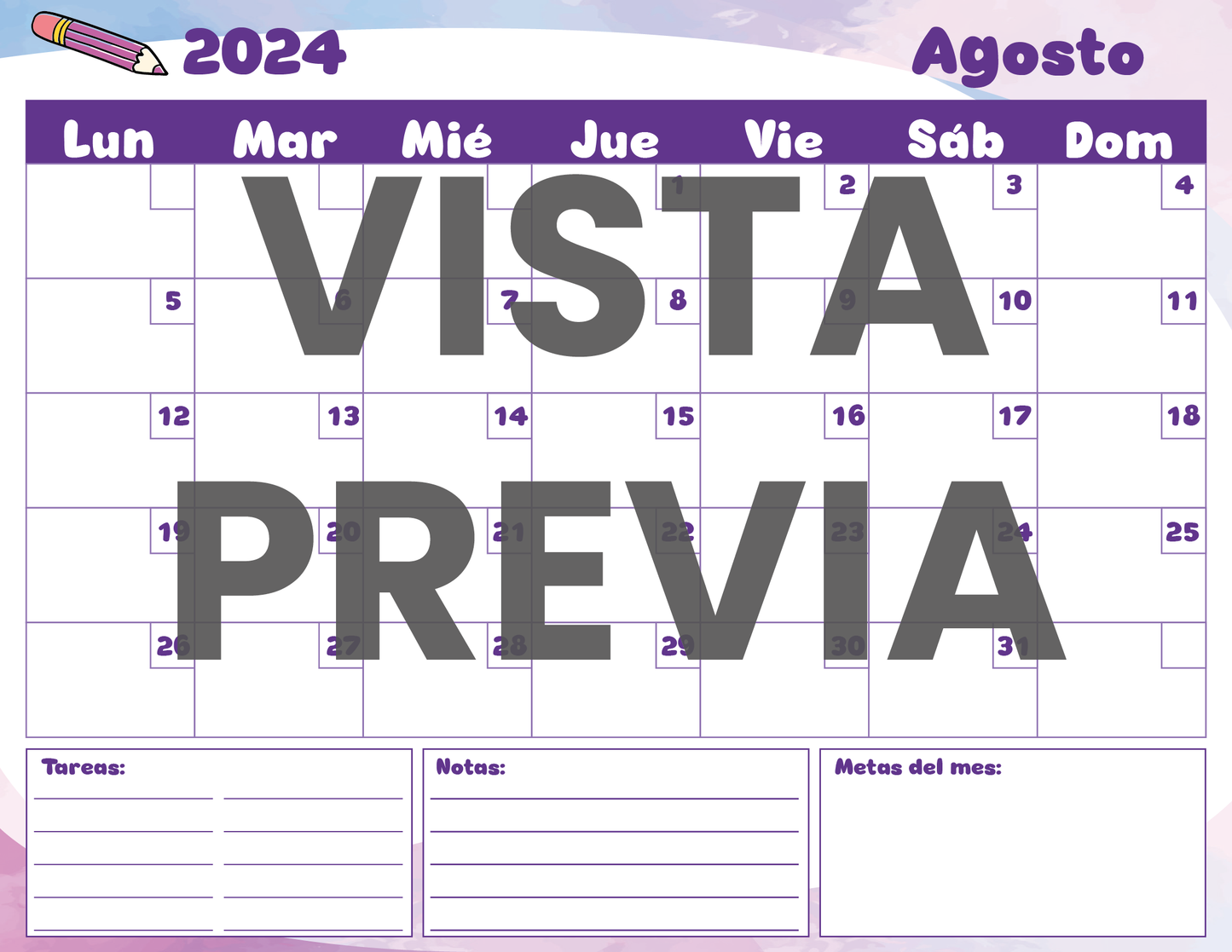 Agenda Colorida SUPERVISOR Preescolar Ciclo Escolar 2024 - 2025