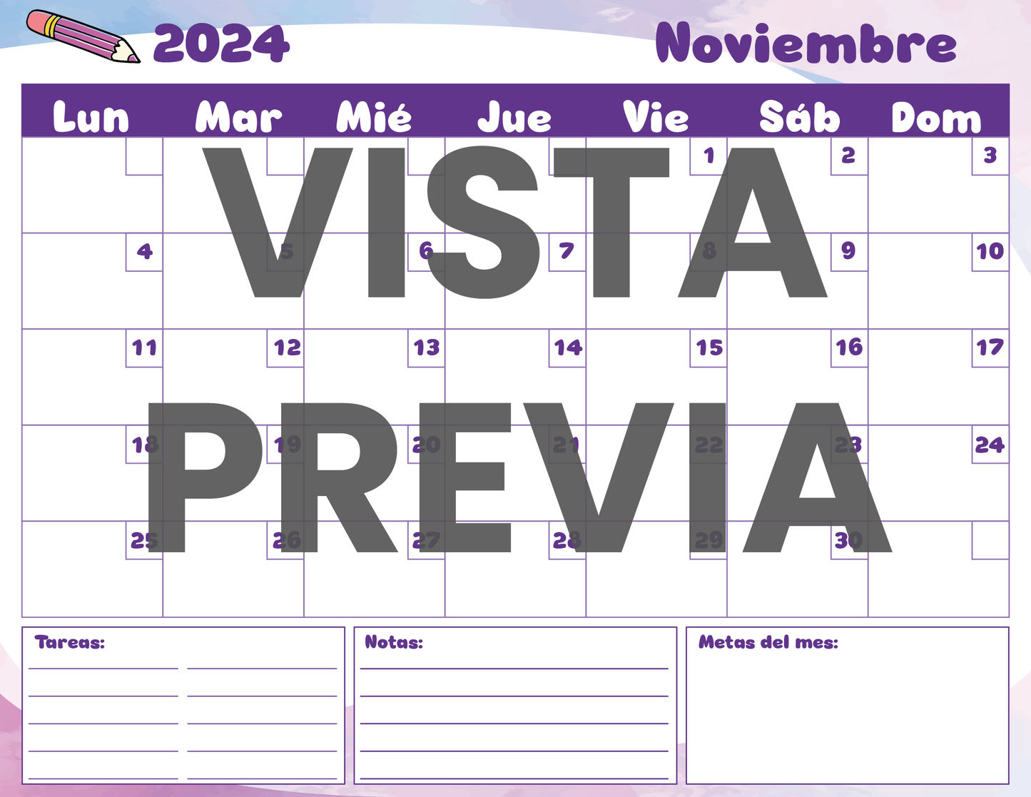 Agenda Colorida SUPERVISOR Preescolar Ciclo Escolar 2024 - 2025