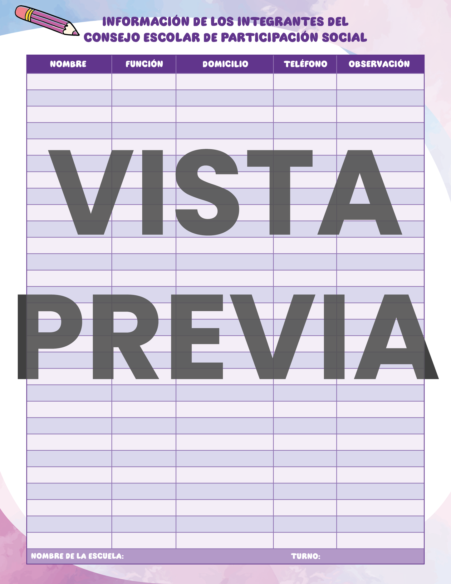 Agenda Colorida SUPERVISOR Preescolar Ciclo Escolar 2024 - 2025
