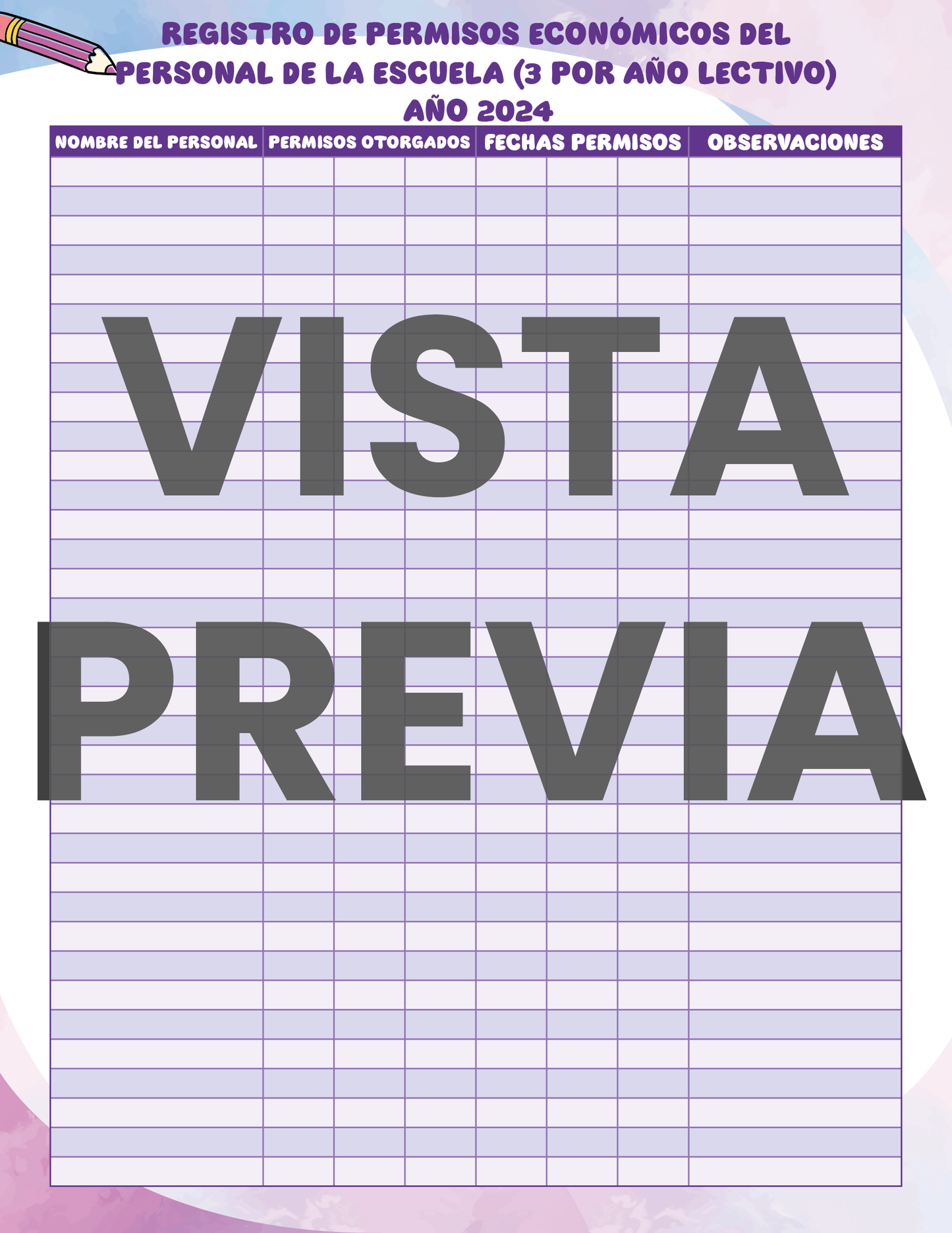 Agenda Colorida SUPERVISOR Preescolar Ciclo Escolar 2024 - 2025
