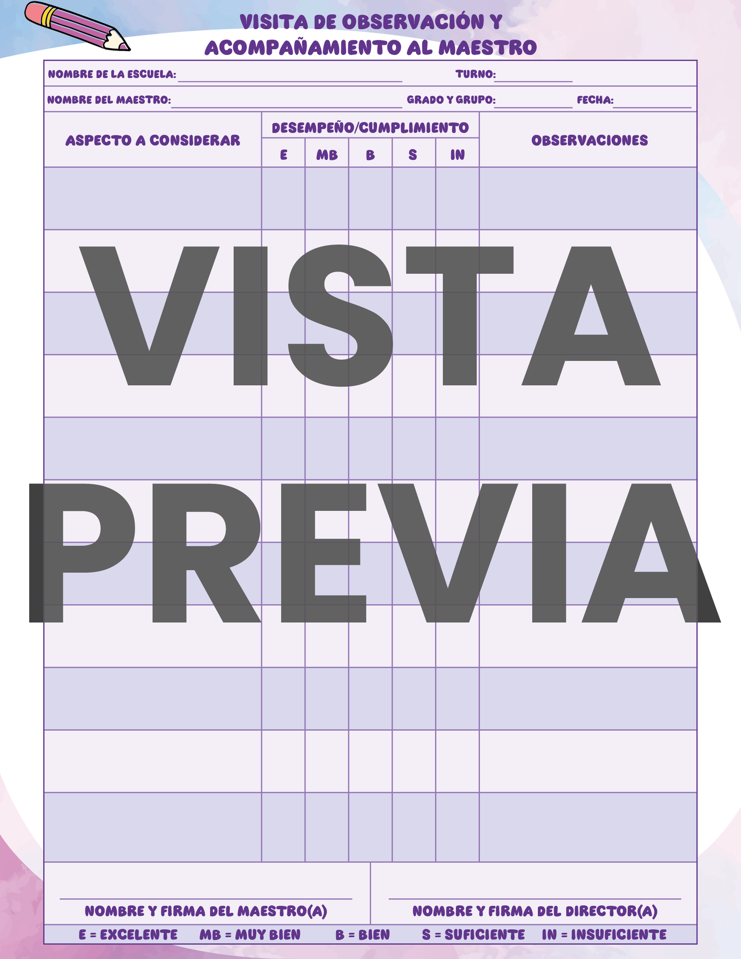 Agenda Colorida SUPERVISOR Preescolar Ciclo Escolar 2024 - 2025